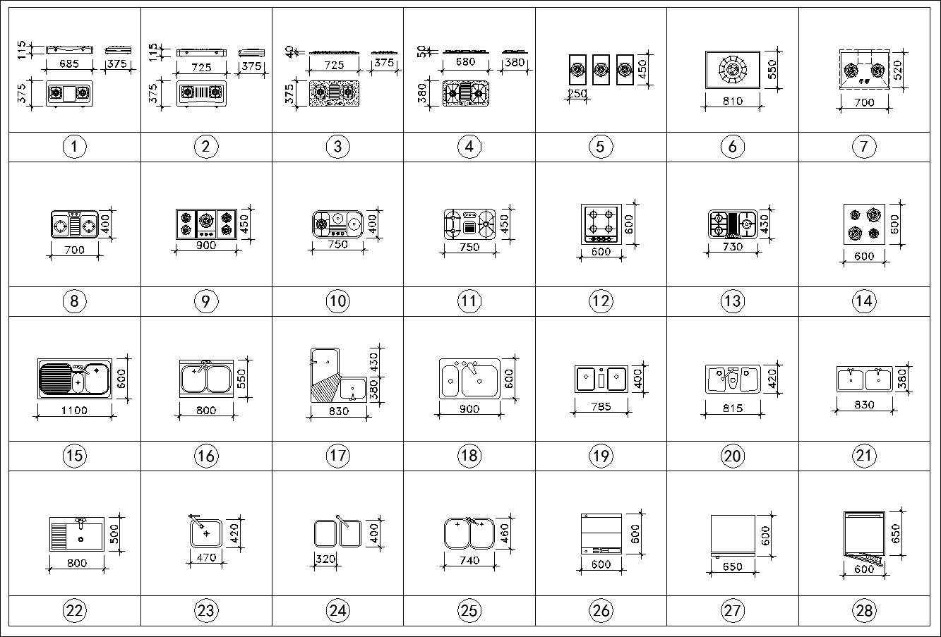 Kitchen Cad Blocks Set Free Download Architectural Cad Drawings