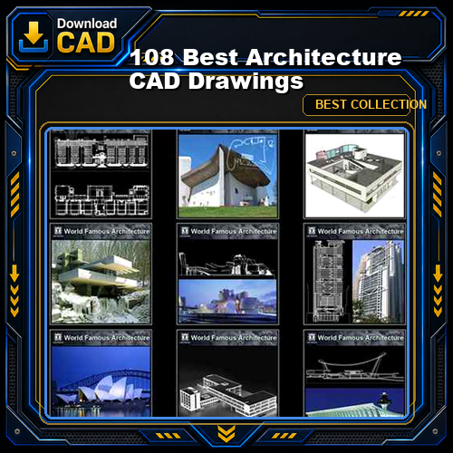 【108 Best Architecture CAD Drawings】(Best Collections!!)