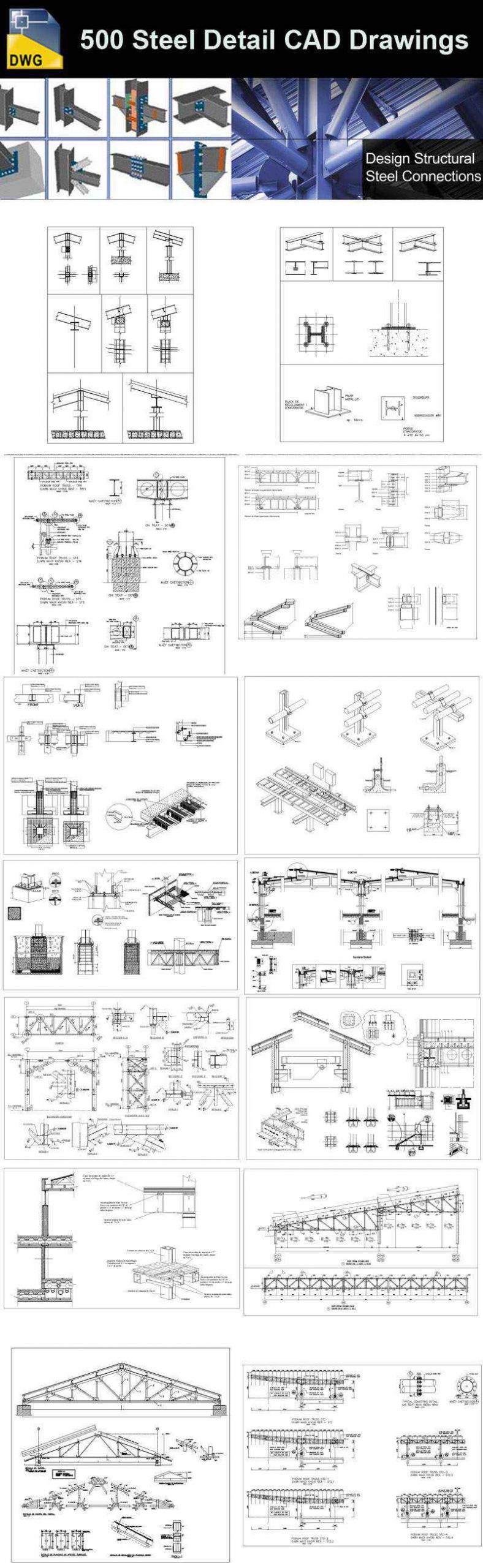 Over 500+ various type of Steel Structure Details CAD Drawings - Image 6