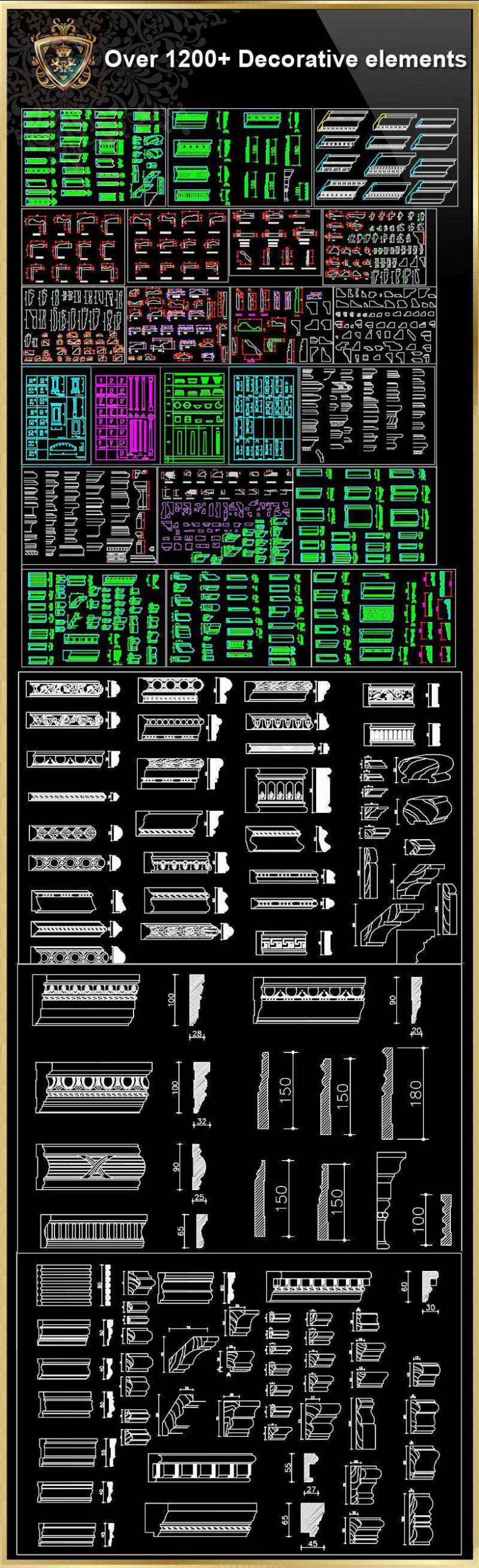 Over 1200+ Decorative Elements,Crown molding,Chair-rail,Door Trim,Skirting Board,Corner Post,Plain Molding - Image 24
