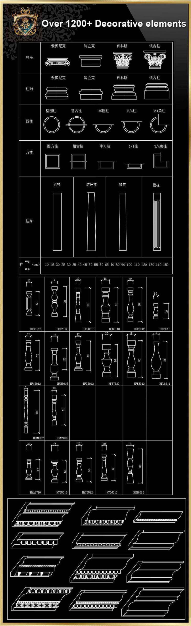 Over 1200+ Decorative Elements,Crown molding,Chair-rail,Door Trim,Skirting Board,Corner Post,Plain Molding - Image 23