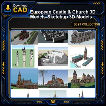 European Castle & Church 3D Models-Sketchup 3D Models(Best Recommanded!!)