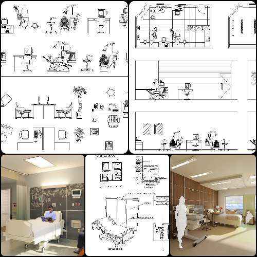 ★【Hospital, Medical equipment, ward equipment, Hospital beds,Hospital design,Treatment room CAD Design Drawings V.1】@Autocad Blocks,Drawings,CAD Details,Elevation