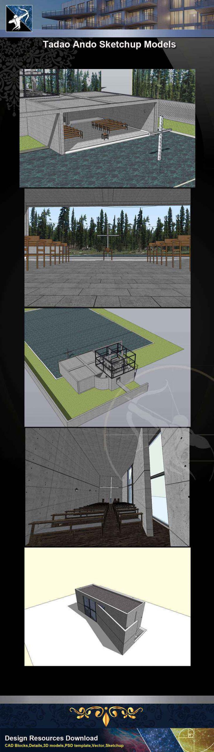 Download 10 Projects of Tadao Ando Architecture Sketchup 3D Models(*.skp file format) - Image 22
