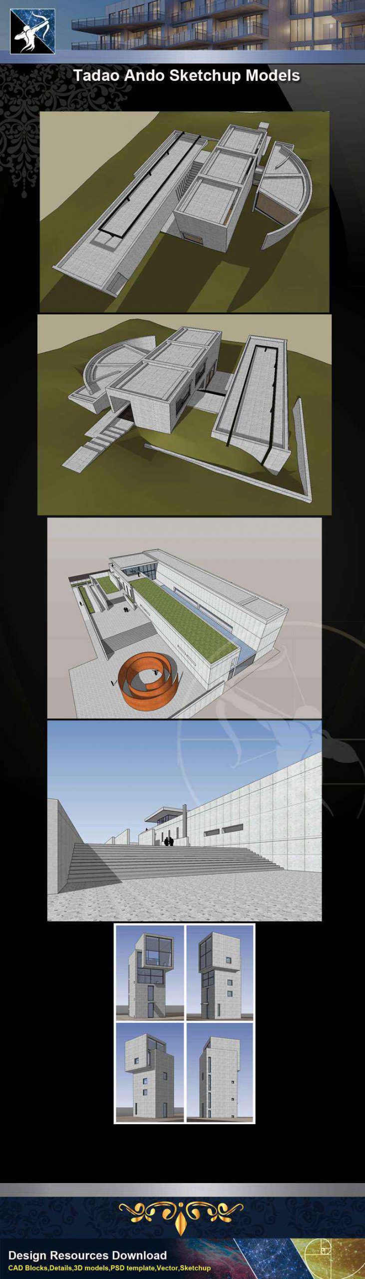 Download 10 Projects of Tadao Ando Architecture Sketchup 3D Models(*.skp file format) - Image 21