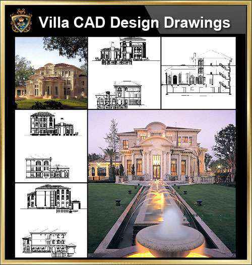 ★【Villa CAD Design,Details Project V.5-French Riviera Style】Chateau,Manor,Mansion,Villa@Autocad Blocks,Drawings,CAD Details,Elevation