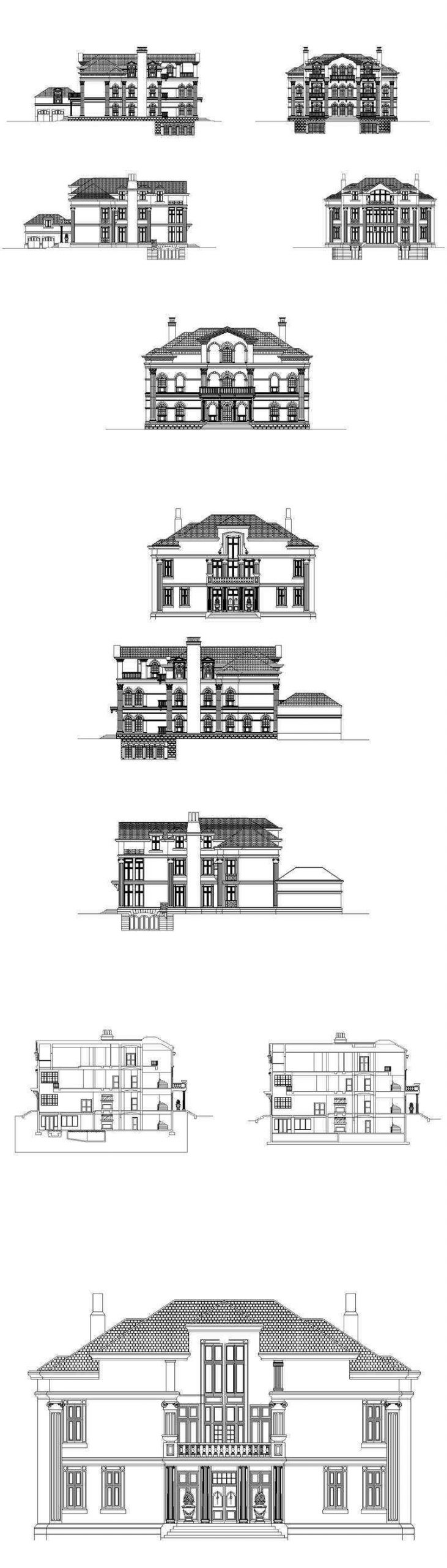 ★【Villa CAD Design,Details Project V.6-Italian Florentine Style】Chateau,Manor,Mansion,Villa@Autocad Blocks,Drawings,CAD Details,Elevation - Image 3