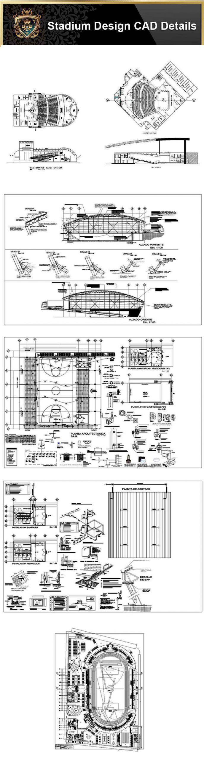 ★【Stadium CAD Design-Stadium,Gymnasium, track and field, playground, sports hall】@CAD Blocks,Autocad Blocks,Drawings,CAD Details - Image 18