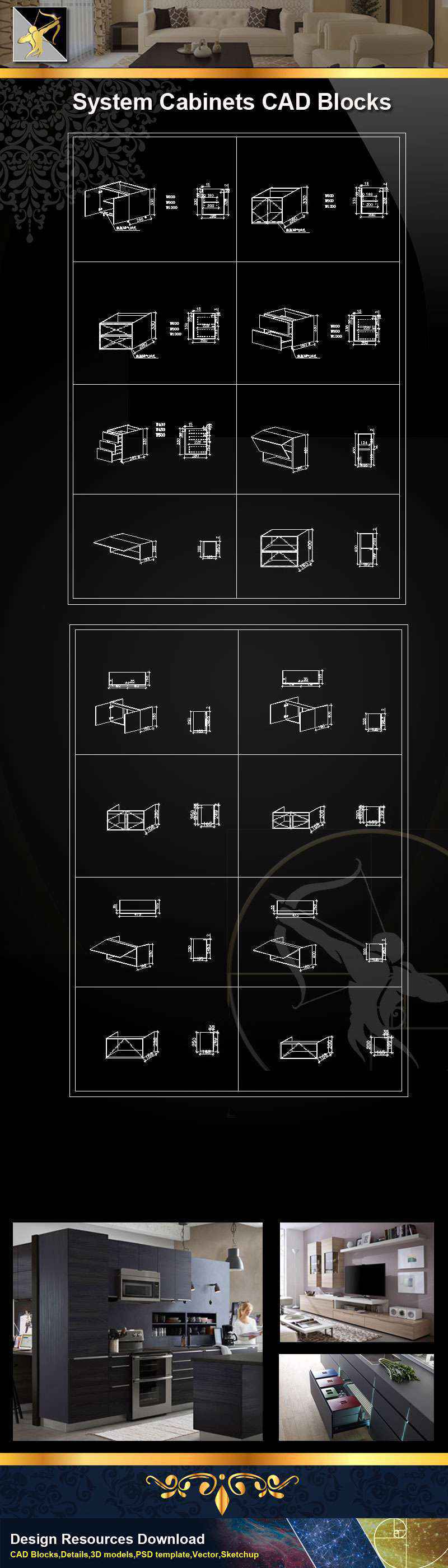 ★【 System Cabinets CAD Drawings V.1】@Autocad Blocks,Drawings,CAD Details,Elevation