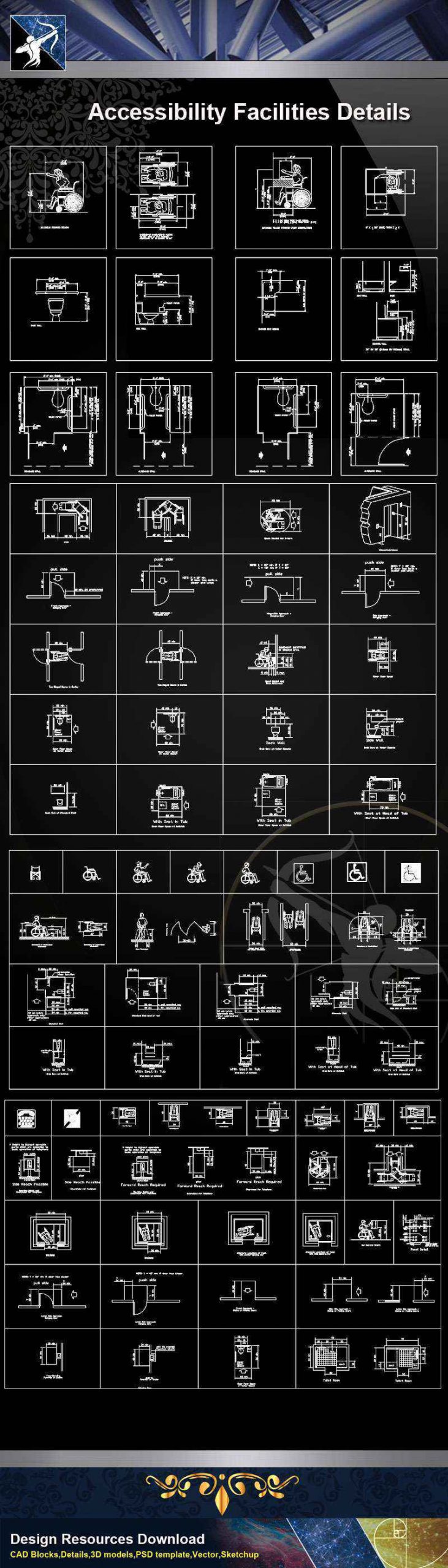 【Architecture CAD Details Collections】Accessibility Facilities Details V.1 - Image 3