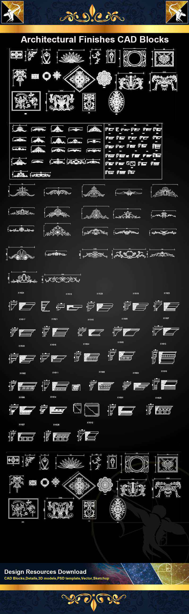 ★【Architectural Finishes CAD blocks】@Autocad Decoration Blocks,Drawings,CAD Details,Elevation