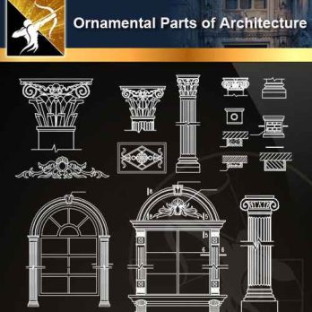 ★【Ornamental Parts of Architecture -Decoration Element CAD Blocks V.8】@Autocad Decoration Blocks,Drawings,CAD Details,Elevation