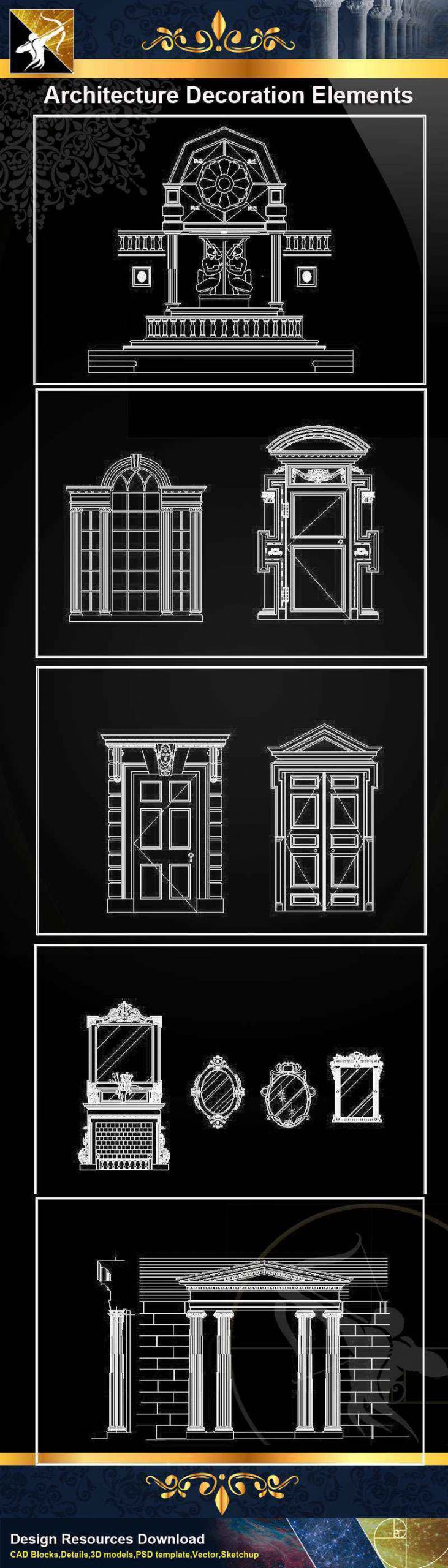 ★【 Architecture Decoration Elements V.4】@Autocad Decoration Blocks,Drawings,CAD Details,Elevation - Image 3