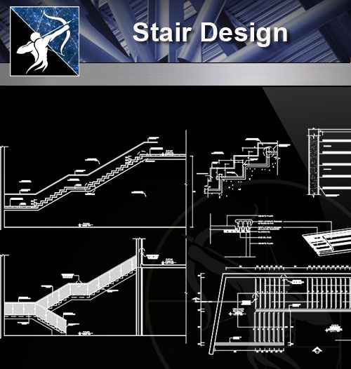 【Architecture CAD Details Collections】Stair Design Drawing, CAD Details