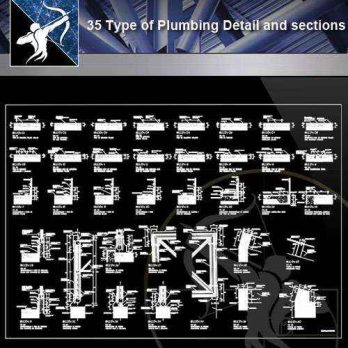 【Architecture CAD Details Collections】35 Types of Plumbing CAD Details and sections