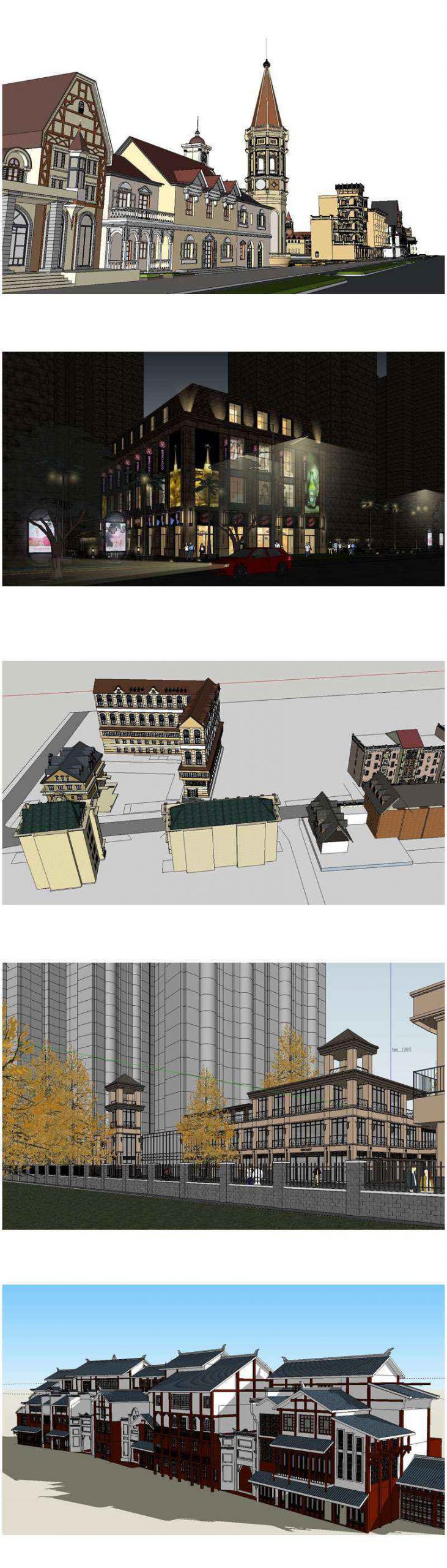 ★【Sketchup 3D Models】15 Types of Commercial Street Design Sketchup 3D Models V.5 - Image 2