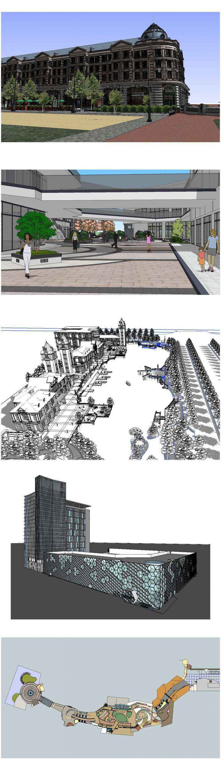 ★【Sketchup 3D Models】15 Types of Commercial Street Design Sketchup 3D Models V.5 - Image 4