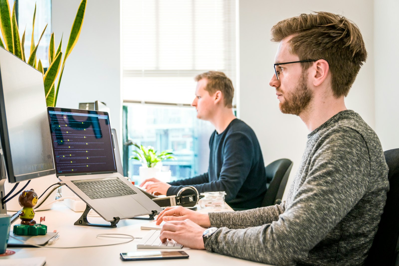 Engineer practicing CAD on screen