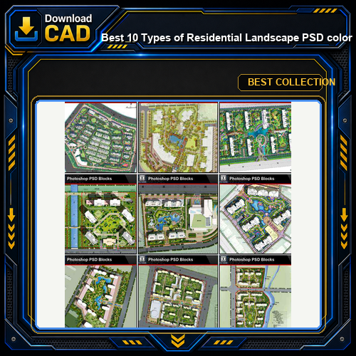★Best 10 Types of Residential Landscape PSD color plans Bundle (Total 1.24GB PSD Files -Best Recommanded!!💎💎)