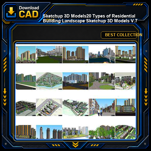 ★【Sketchup 3D Models】20 Types of Residential Building Landscape Sketchup 3D Models V.7