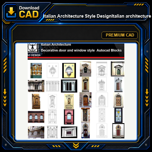 ★【Italian Architecture Style Design】Italian architecture · Decorative door and window style CAD Drawings