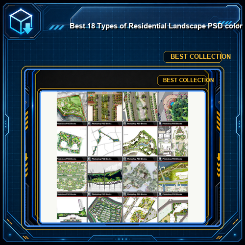 ★Best 18 Types of Residential Landscape PSD color plans Bundle (Total 2.25GB PSD Files -Recommanded!!💎💎)
