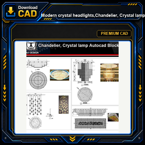 ★【 Modern crystal headlights,Chandelier, Crystal lamp Autocad Blocks】-All kinds of Autocad Blocks Collection