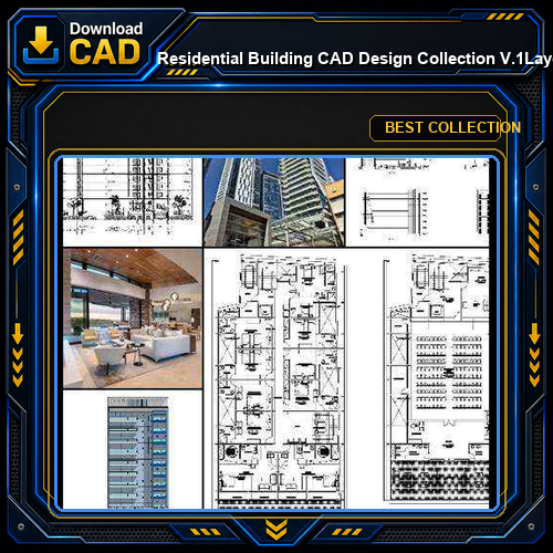 ★【Residential Building CAD Design Collection V.1】Layout,Lobby,Room design,Public facilities,Counter@Autocad Blocks,Drawings,CAD Details,Elevation