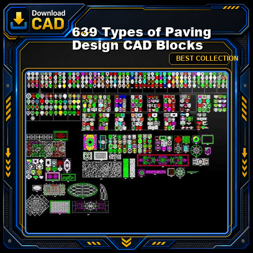 639 Types of Paving Design CAD Blocks