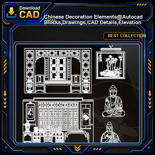★【Chinese Decoration Elements】@Autocad Blocks,Drawings,CAD Details,Elevation