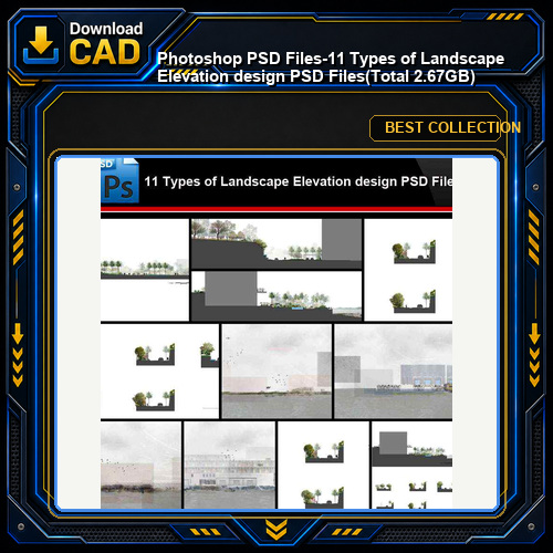 ★Photoshop PSD Files-11 Types of Landscape Elevation design PSD Files(Total 2.67GB💎)