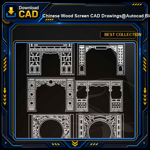 ★【 Chinese Wood Screen CAD Drawings】@Autocad Blocks,Drawings,CAD Details,Elevation