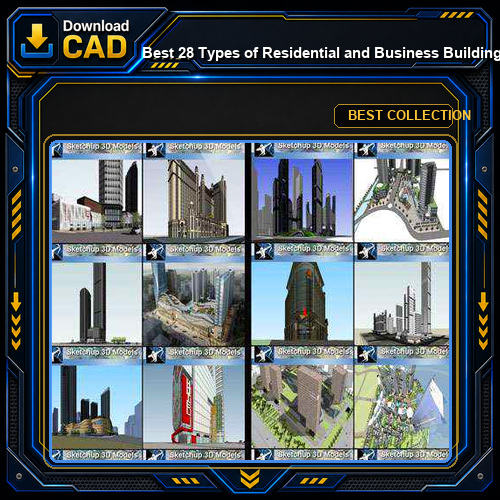 ★Best 28 Types of Residential and Business Building Sketchup 3D Models Collection(Recommanded!!)