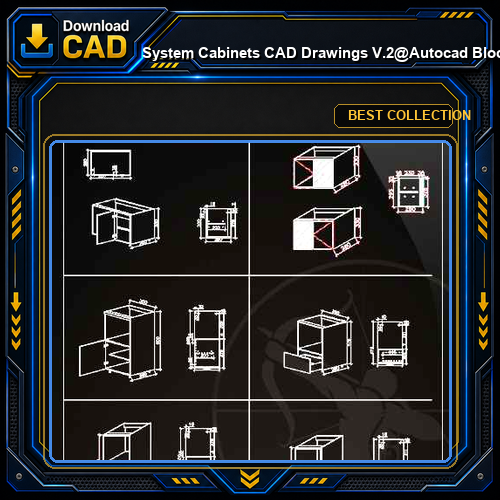 ★【 System Cabinets CAD Drawings V.2】@Autocad Blocks,Drawings,CAD Details,Elevation