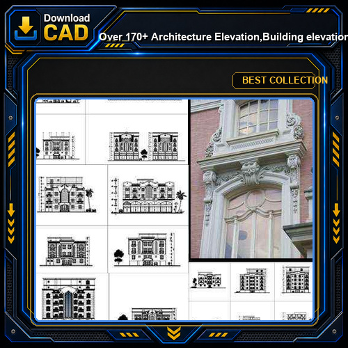 ★【Over 170+ Architecture Elevation,Building elevation CAD Design,Details,Elevation Collection】Facade design, building facade, home facade, building facade@Autocad Blocks,Drawings,CAD Details,Elevation