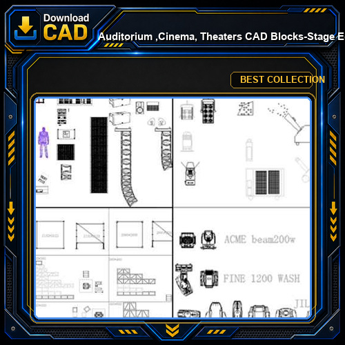 ★【Auditorium ,Cinema, Theaters CAD Blocks-Stage Equipment CAD Blocks V.2】@Cinema Design,Autocad Blocks,Cinema Details,Cinema Section,Cinema elevation design drawings