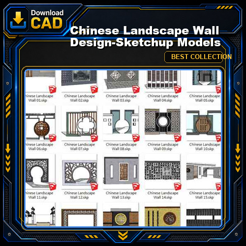 Chinese Landscape Wall Design-Sketchup Models(Best Recommanded!!)