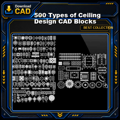 500 Types of Ceiling Design CAD Blocks
