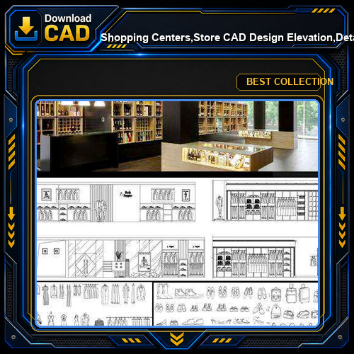 ★【Shopping Centers,Store CAD Design Elevation,Details Elevation Bundle】V.2@Shopping centers, department stores, boutiques, clothing stores, women's wear, men's wear, store design-Autocad Blocks,Drawings,CAD Details,Elevation