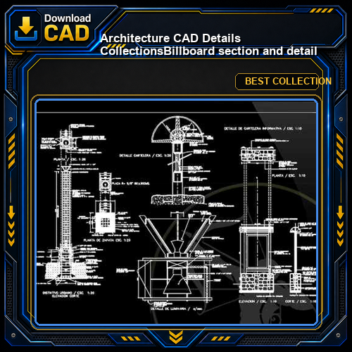 【Architecture CAD Details Collections】Billboard section and detail