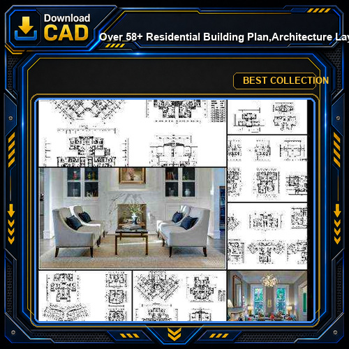 ★【Over 58+ Residential Building Plan,Architecture Layout,Building Plan Design CAD Design,Details Collection】@Autocad Blocks,Drawings,CAD Details,Elevation