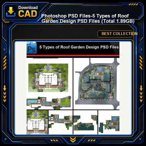 ★Photoshop PSD Files-5 Types of Roof Garden Design PSD Files (Total 1.89GB💎)