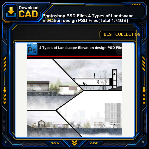 ★Photoshop PSD Files-4 Types of Landscape Elevation design PSD Files(Total 1.74GB💎)