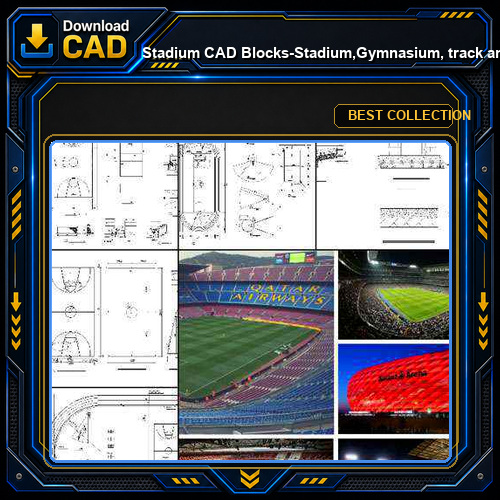 ★【Stadium CAD Blocks-Stadium,Gymnasium, track and field, playground, Sports hall V.2】@basketball court, tennis court, badminton court, long jump, high jump ,CAD Blocks,Autocad Blocks,Drawings,CAD Details