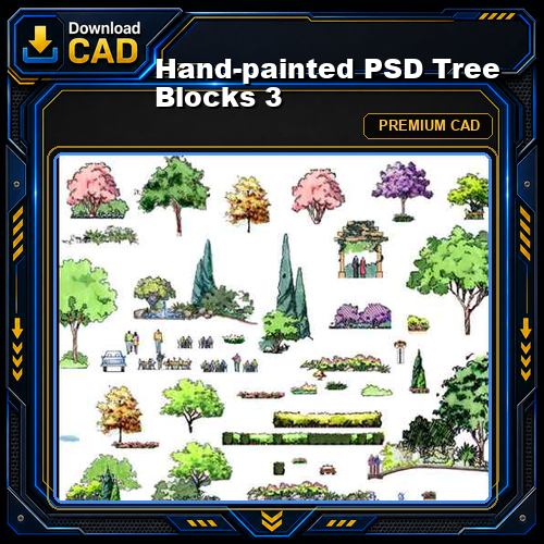 Hand-painted PSD Tree Blocks 3