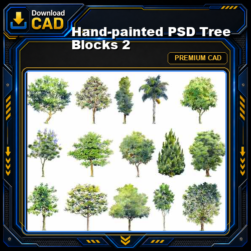 Hand-painted PSD Tree Blocks 2