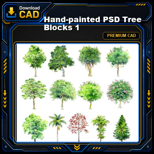 Hand-painted PSD Tree Blocks 1