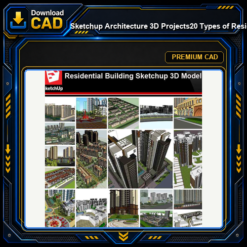 💎【Sketchup Architecture 3D Projects】20 Types of Residential Building Design Sketchup 3D Models V3