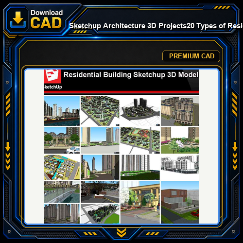 💎【Sketchup Architecture 3D Projects】20 Types of Residential Building Design Sketchup 3D Models V1