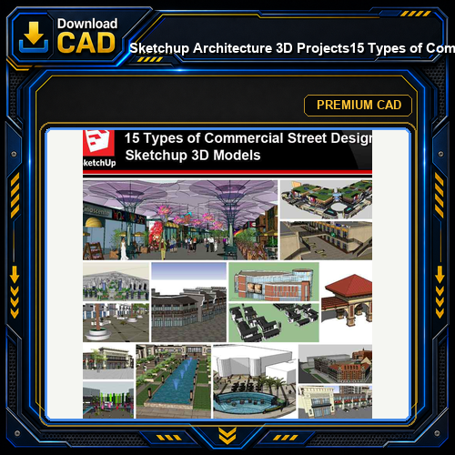 💎【Sketchup Architecture 3D Projects】15 Types of Commercial Street Design Sketchup 3D Models V4